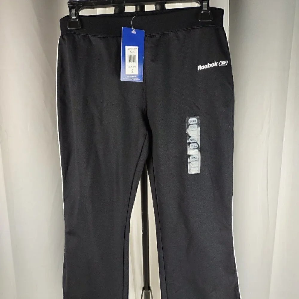 Reebok Black Jogging/Track Pants With White Stripe On The Side. Size Small (NWT) - Picture 1 of 10